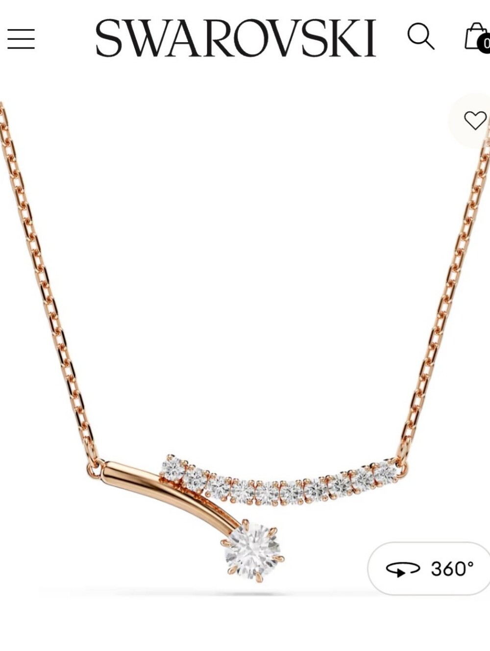 NEW MATRIX Swarovski Rose Gold-Tone Curved Crystal CZ Bar Pendant Necklace